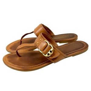 Tory Burch Masden Brown Thong Leather Sandals size 10